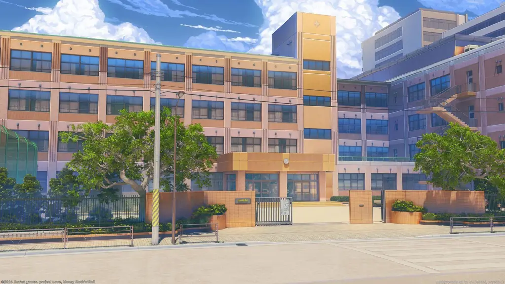 Suasana sekolah dalam anime romance Pemandangan sekolah anime yang indah