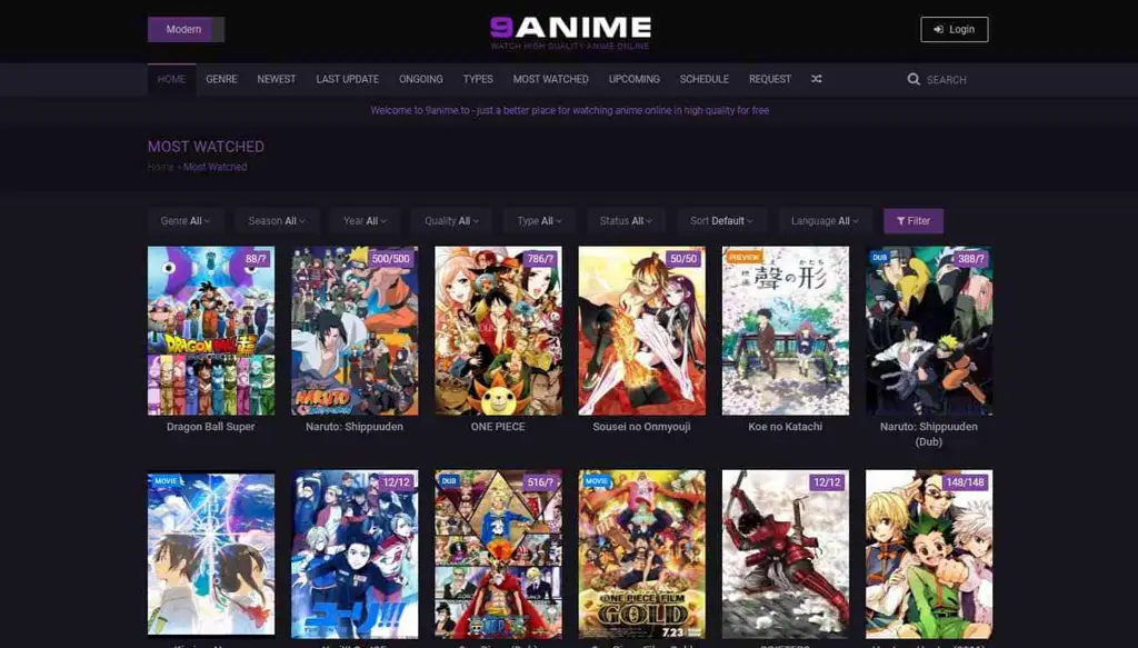 Streaming Anime di Laptop Gambar laptop menampilkan situs streaming anime